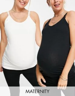 Mama.licious Mamalicious Maternity 2 Pack Strappy Tops With Nursing Function For Women Multi