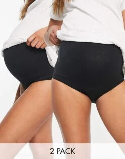 Mama.licious Mamalicious Maternity 2 Pack High Waist Control Briefs For Women Black