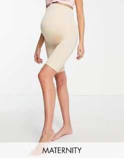 Mama.licious Mamalicious Maternity Over The Bump Shapewear Shorts In Beige For Women