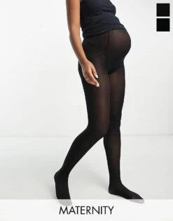 Mama.licious Mamalicious Maternity 2 Pack 50 Denier Tights In Black For Women