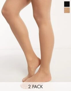 Mama.licious Mamalicious Maternity 20 Denier 2 Pack Tights In Sheer Black And Beige For Women