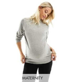 Mama.licious Mamalicious Maternity Crew Neck Sweatshirt In Grey For Women Light Grey Melange