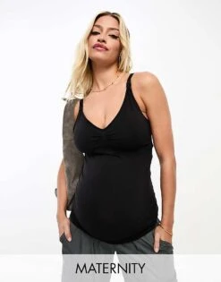 Mama.licious Mamalicious Maternity Nursing Seamless Top In Black For Women