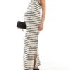 Mama.licious Mamalicious Maternity Scoop Neck Sleevless Maxi Dress In Cream Stripe For Women Beige
