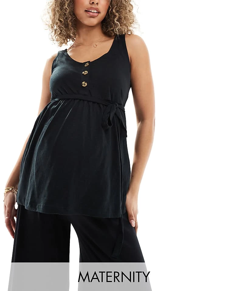Mama.licious Mamalicious Maternity 2 Function Nursing Button Through Top In Black For Women