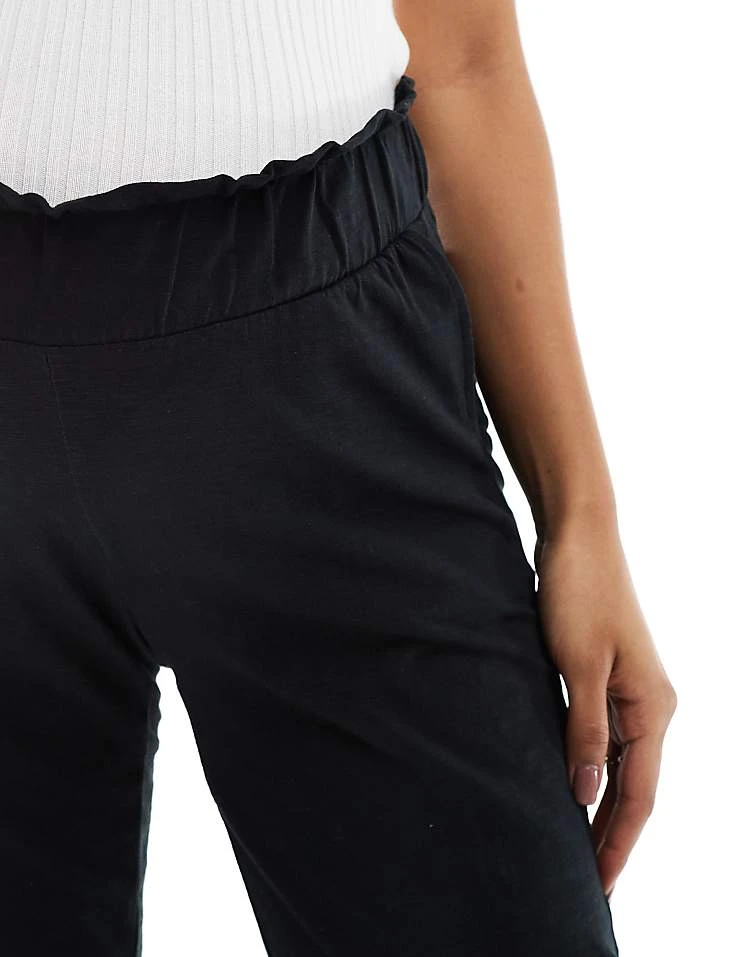Mama.licious Mamalicious Maternity Under The Bump Lightweight Summer Wide Leg Trousers In Black For Women - Image 2