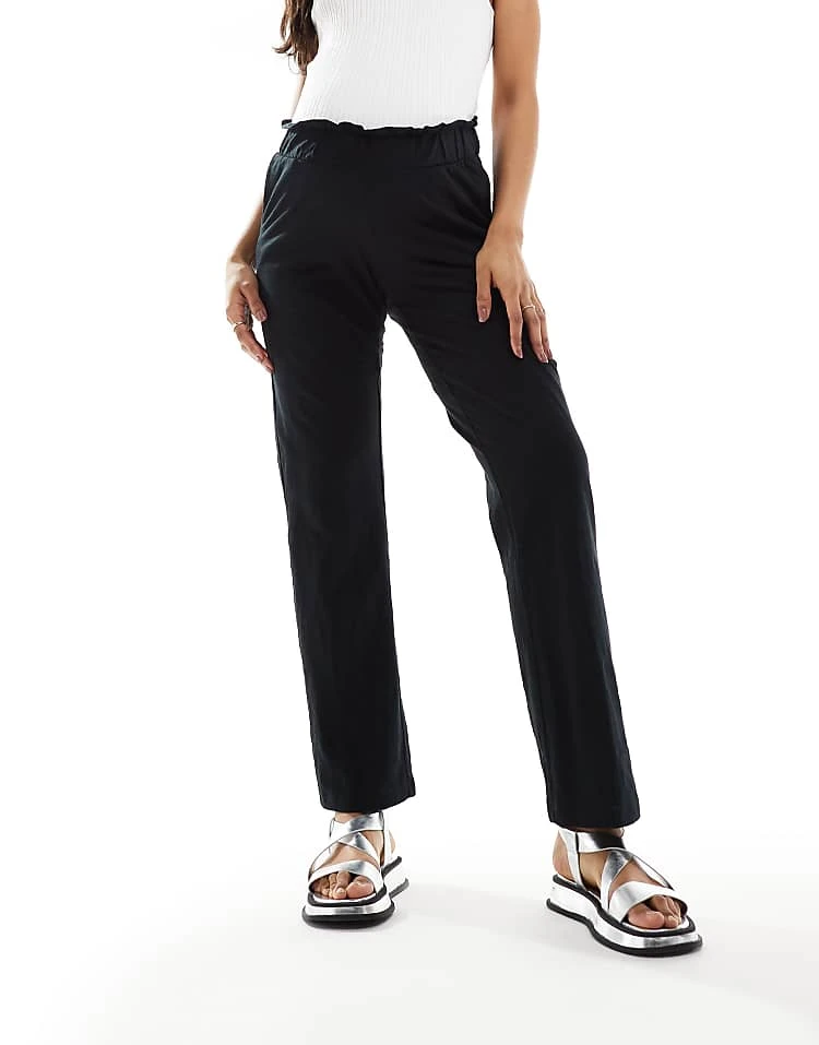 Mama.licious Mamalicious Maternity Under The Bump Lightweight Summer Wide Leg Trousers In Black For Women - Image 4