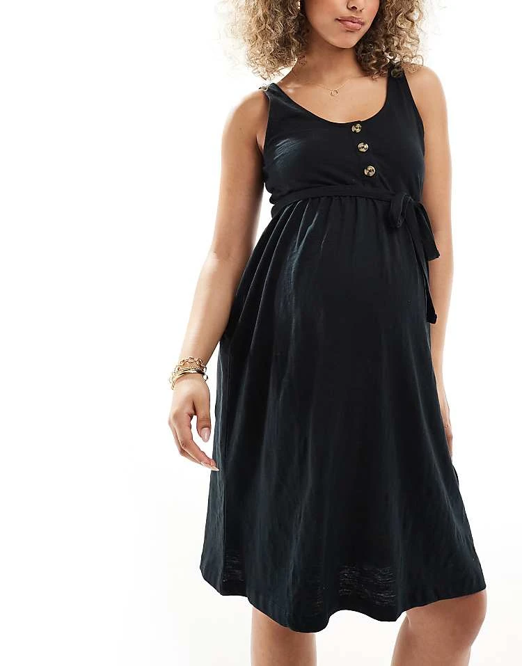 Mama.licious Mamalicious Maternity 2 Function Nursing Button Through Mini Sundress In Black For Women - Image 2