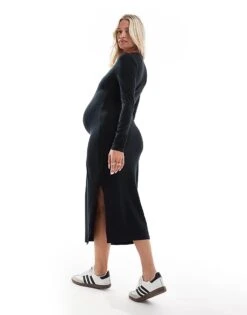 Mama.licious Mamalicious Maternity Jersey Bodycon Midi Dress In Black For Women