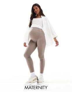 Mama.licious Mamalicious Maternity Seamless Legging In Taupe For Women Falcon