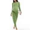 Mama.licious Mamalicious Maternity Textured Jersey Top And Maxi Skirt Co-ord In Green