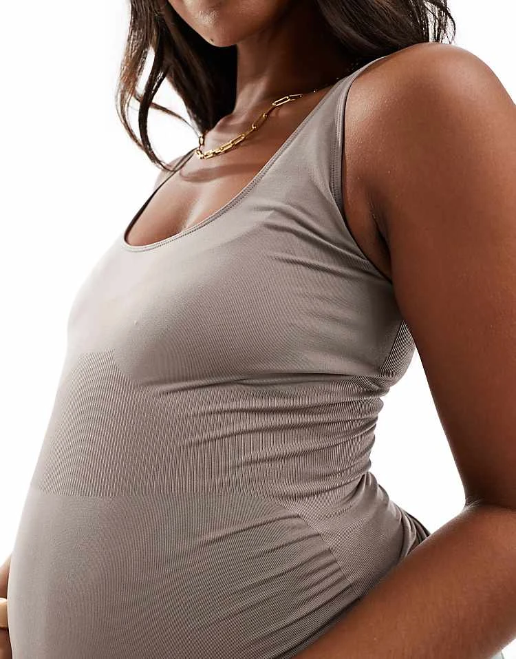 Mama.licious Mamalicious Maternity Seamless Vest Top In Taupe For Women - Image 3
