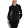 Mama.licious Mamalicious Maternity Knitted Mini Dress With Belt In Black For Women