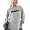 Mama.licious Mamalicious Maternity Nursing Sweatshirt With Applique 'Mama' Logo In Grey Melange For Women Light Grey
