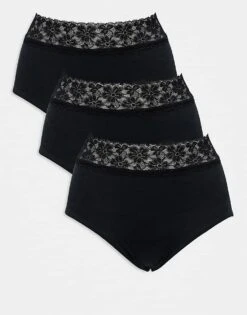 Mama.licious Mamalicious Maternity 3 Pack Lace Briefs In Black For Women