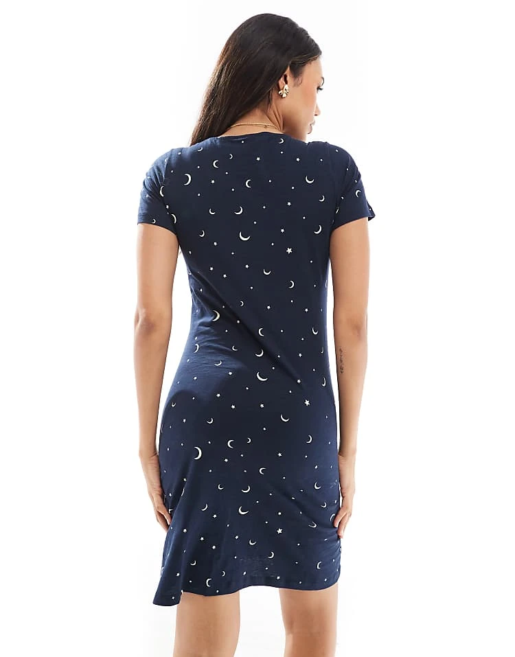 Mama.licious Mamalicious Maternity Moon And Star Print Nightdress With Nursing Function In Navy For Women Navy Aop - Image 4