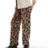 Mama.licious Mamalicious Maternity Wide Leg Under The Bump Trousers In Leopard For Women Black/aop Leo