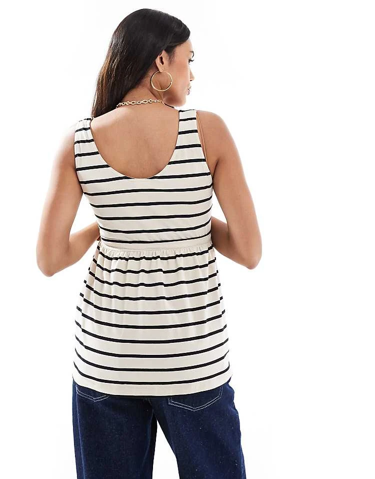 Mama.licious Mamalicious Maternity Tank Top With Self Tie In Navy Stripe For Women French Oak - Image 4