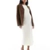 Mama.licious Mamalicious Maternity Long Sleeved Ribbed Jersey Midi Dress In Cream For Women Sand Dollar