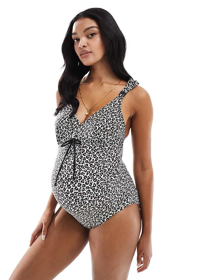 Mama.licious Mamalicious Maternity Swimsuit In Leopard Print For Women Black Leo - Image 5