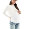 Mama.licious Mamalicious Maternity Cropped Ribbed Cardigan In Cream For Women Sand Dollar